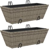 Furnova Cvetlično korito z obešali 2 kosa siv poli ratan, (21919851) | Shoptok.si