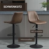  Set od 2 barske stolice u retro stilu uključujući oslonac za noge podesiva visina plinski podizač smeđa + crna | shoptok.hr