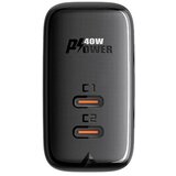 Acefast Stenski polnilec A9, 2x USB-C, PD 40W (czarna), (20633412) | Shoptok.si