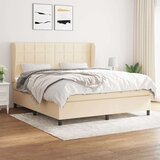  Box spring postelja z vzmetnico krem 160x200 cm blago Cene