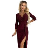 Numoco Shiny dress with neckline and slit | shoptok.hr