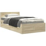 Maison Chic Posteljni okvir - Enojna postelja - Postelja za odrasle z vzglavjem sonoma hrast 100x200 cm inž. les, (21695487) Cene