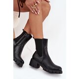 Boto Women's Block Heeled Eco Leather Boots Black Kyra | shoptok.hr