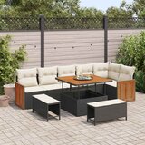  Sjedeća garnitura za vrt 11 kom. 9-Broj sjedala Crna i Krema 286 x 161 x 85 cm | Shoptok.si