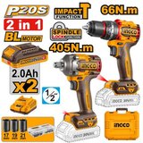 INGCO TOOLS Bušilica i odvijač set AKU 2x2.0Ah sa baterijom i punjačem CKLI20286E | Eponuda.ba