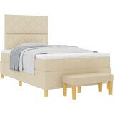  Postelja z vzmetnico z vzmetnico krema 120 x 200 cm blago, (5000127999) | Shoptok.si