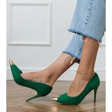 D/CEO Green eco-suede pumps with metallic toe Elaza | Shoptok.si