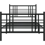  Metalni okvir kreveta uzglavlje i podnožje crni 100x190 cm | shoptok.hr
