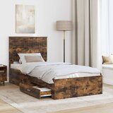  Krevetna konstrukcija s ladicama Dimljeni hrast 90 x 190 cm | shoptok.hr