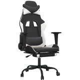  Gaming stol z oporo za noge črno in belo umetno usnje, (21152291) | Shoptok.si