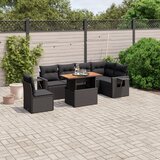 Maison Chic Seti vrtnega pohištva - Vrtna garnitura - Vrtni pohištvo set 7-delna z blazinami črn poli ratan, (21801308) | Shoptok.si