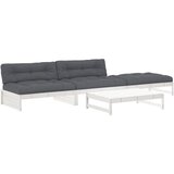 Maison Chic Seti vrtnega pohištva - Vrtna garnitura - Vrtni pohištvo set 4-delna z blazinami bela trdna borovina, (21810231) | Shoptok.si