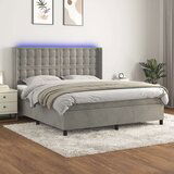  Box spring postelja z vzmetnico LED svetlo siva 160x200cm žamet, (20788892) Cene