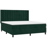 Krevet box spring s madracem LED tamnozeleni 180x200 cm baršun - Tamnozelena 180 x 200 cm gumbi | shoptok.hr