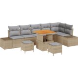  9-dijelni set kauča za vrt s jastucima bež poli ratan akacija | shoptok.hr