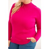Kesi Włoski Plus Size women's sweater made of viscose with a turtleneck fuchsia | Shoptok.si