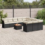  12-dijelni set vrtnih sofa od poliratana s jastucima crni | shoptok.hr