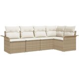 vidaXL Set za vrtno sofa 5 kosov z blazinami Bež Poly Rattan, 2-sedna vrtna sofa z shranjevanjem in blazinami Bež Poly Rattan | Shoptok.si