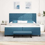  Krevet s oprugom s madracem i klupom Tamnoplavi 200x200 cm Baršun | shoptok.hr