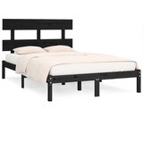  Posteljni okvir črn iz trdnega lesa 200x200 cm, (20684952) | Shoptok.si