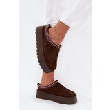 Boto Low Women's Snow Boots with Embroidery on Platform Chocolate Narirya Cene