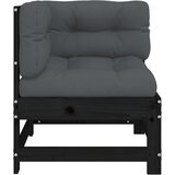  Kutna sofa od masivne borovine s jastucima crna | shoptok.hr