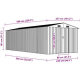  Vrtno spremište 257 x 580 x 181 cm metalno sivo | shoptok.hr