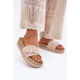 Boto Women's Platform Sandals With Golden Buckle Beige Selira Cene