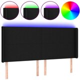vidaXL LED posteljno vzglavje črno 183x16x118/128 cm blago | Shoptok.si