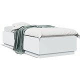 vidaXL Posteljni okvir z LED lučkami bel 100x200 cm inženirski les Cene