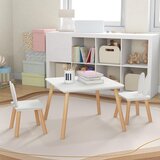 Kinder Home dečiji drveni sto sa 2 stolice bunny, učenje, crtanje, igranje, set za jelo, za dečiju sobu, beli | Eponuda.com
