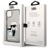 Karl Lagerfeld KLHCP14MHNKCTGK za iphone 14 plus prozorno črn ovitek z belščicami - glitter iml nft full bodies | Shoptok.si