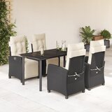 vidaXL 5-dijelni vrtni blagovaonski set s jastucima od poliratana crni | shoptok.hr
