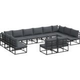 vidaXL Vrtna sedežna garnitura 12 pcs Črna 423 x 211.5 x 71 cm | Shoptok.si