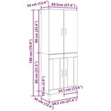 vidaXL Highboard Staro drvo 69,5 x 34 x 180 cm Konstruirano drvo | shoptok.hr