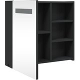  Kupaonski ormarić s ogledalom i LED svjetlom crni 60x13x52 cm | shoptok.hr