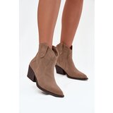 Boto Slip-on Women's Cowboy Boots Made of Natural Suede Beige Beretta Cene