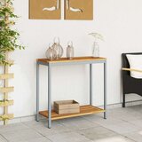 vidaXL Zunanja miza Naravna in Siva 35x80x75 cm Trden les in Jeklo, (22015900) | Shoptok.si