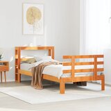 Maison Chic Posteljni okvir - Enojna postelja - Postelja za odrasle z vzglavjem voščeno rjava 75x190 cm borovina, (21696343) | Shoptok.si