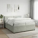  Boxspring krevet s madracem Svjetlosiva 200 x 200 cm Baršun Zelena u