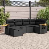  6-dijelni set vrtnih sofa s jastucima crni od poliratana | shoptok.hr