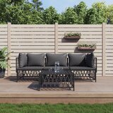Maison Chic Seti vrtnega pohištva - Vrtna garnitura - Vrtni pohištvo set 4-delna z blazinami antracit jeklo, (21810308) | Shoptok.si