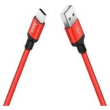 Hoco podatkovni kabel Type C na USB 2m 3A rdeč pleten | Shoptok.si