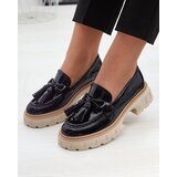 Resti Black lacquered women's moccasins with tassels Kaipo- Footwear | shoptok.hr