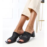 Gemre Black block heel sandals with woven straps Gamboa | Shoptok.si