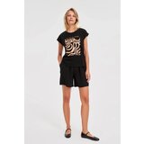 Marisse T-Shirt With A Geometric Print, Black Cene