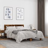  Okvir za krevet boja hrasta 135x190cm konstruirano drvo i metal | shoptok.hr