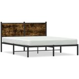 vidaXL Kovinski posteljni okvir z vzglavjem dimljen hrast 140x200 cm | Shoptok.si