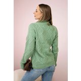 Kesi Dark mint sweater with decorative knit | shoptok.hr