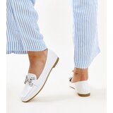 Gemre White Loafers with Zircon Buckle Mali | Shoptok.si
